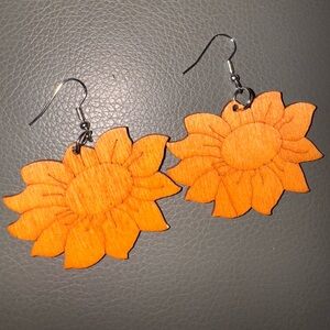 Handmade with love, wooden flower earrings